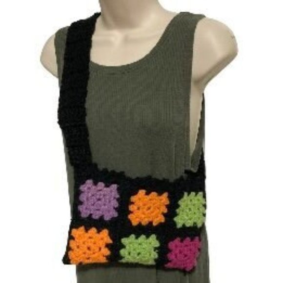 Granny Square Purse Handmade Small Knit Bag Tote Bag Shoulder Bag 10 in x 6.5 in - Picture 1 of 8